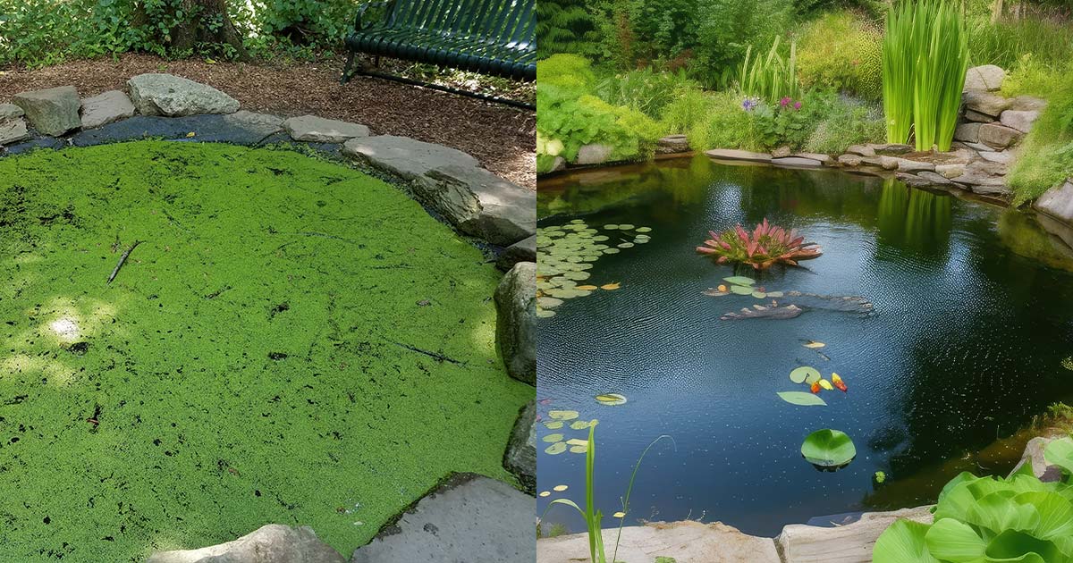 how to get rid of pond algae before and after algae images